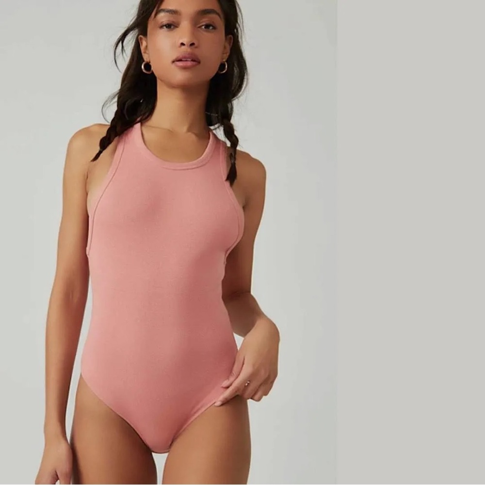 Free People Intimately NWT Brexley Thong Tank Bodysuit Canyon Clay Peach Small